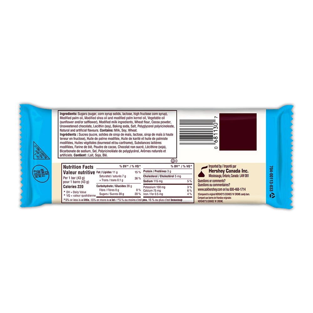 HERSHEY'S Cookies 'N' Creme Candy Bar