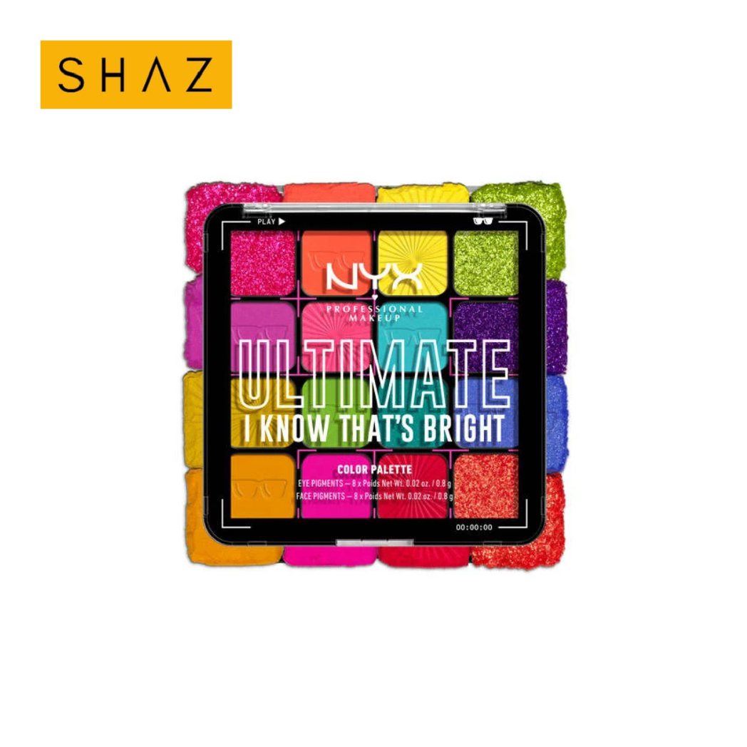 NYX Ultimate Shadow Palette – USP04 Brights, 16 Vibrant Eyeshadows