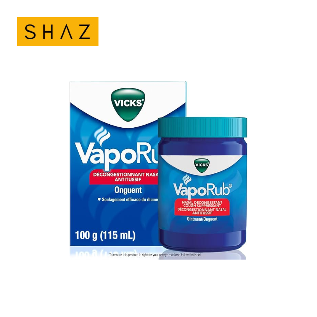 Vicks VapoRub Nasal Decongestant, Cough Suppressant, Chest Rub Ointment – Original Scent (100 g / 115 mL)