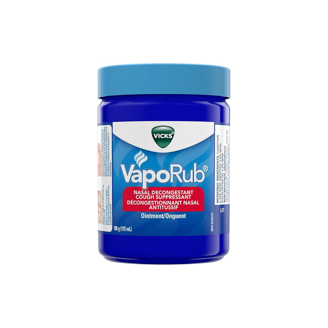 Vicks VapoRub Nasal Decongestant, Cough Suppressant, Chest Rub Ointment – Original Scent (100 g / 115 mL)