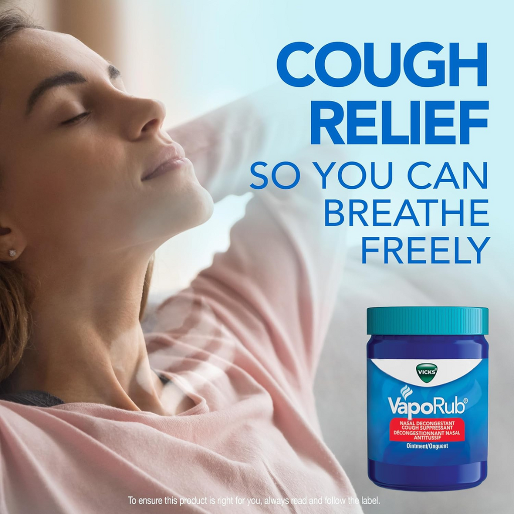 Vicks VapoRub Nasal Decongestant, Cough Suppressant, Chest Rub Ointment – Original Scent (100 g / 115 mL)