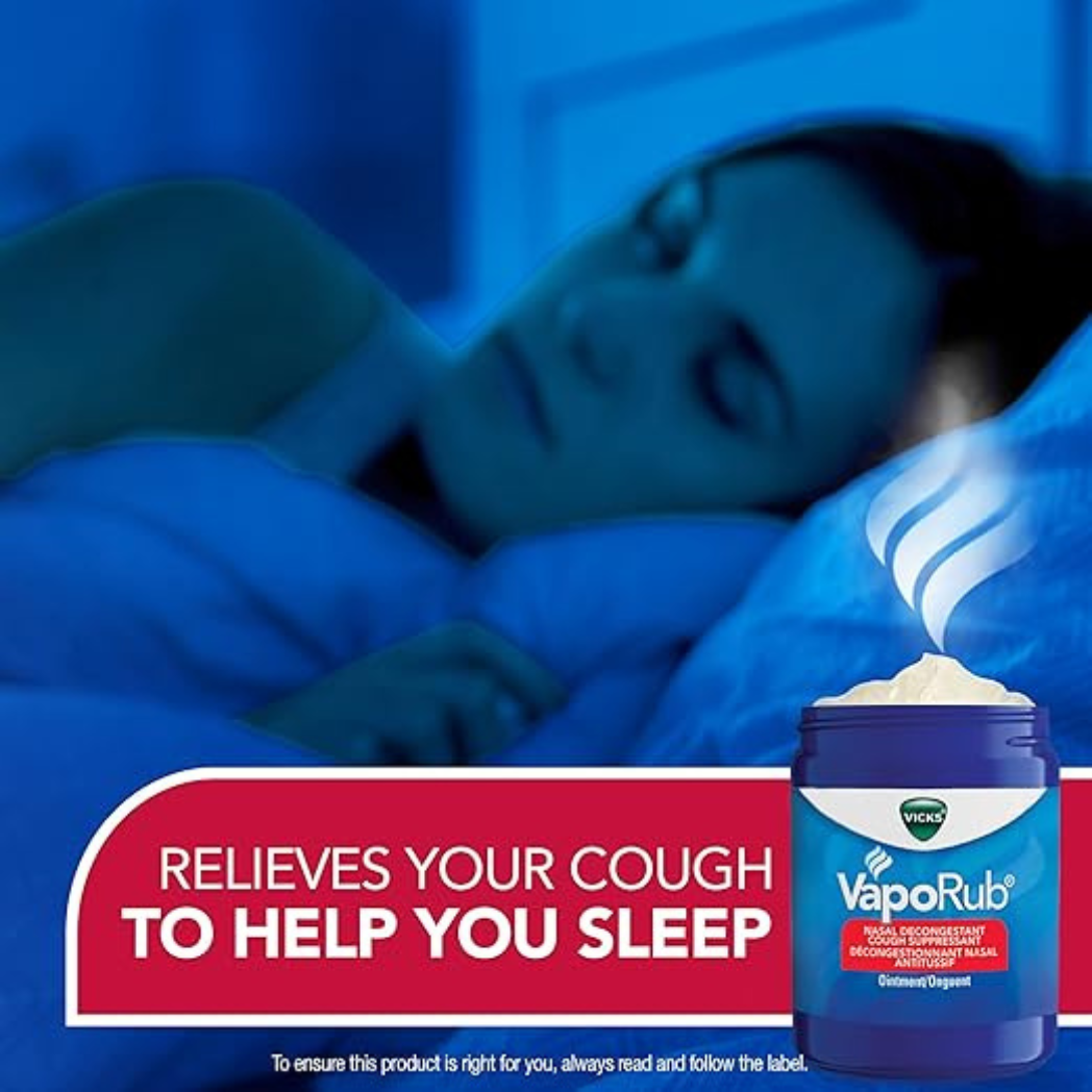 Vicks VapoRub Nasal Decongestant, Cough Suppressant, Chest Rub Ointment – Original Scent (100 g / 115 mL)