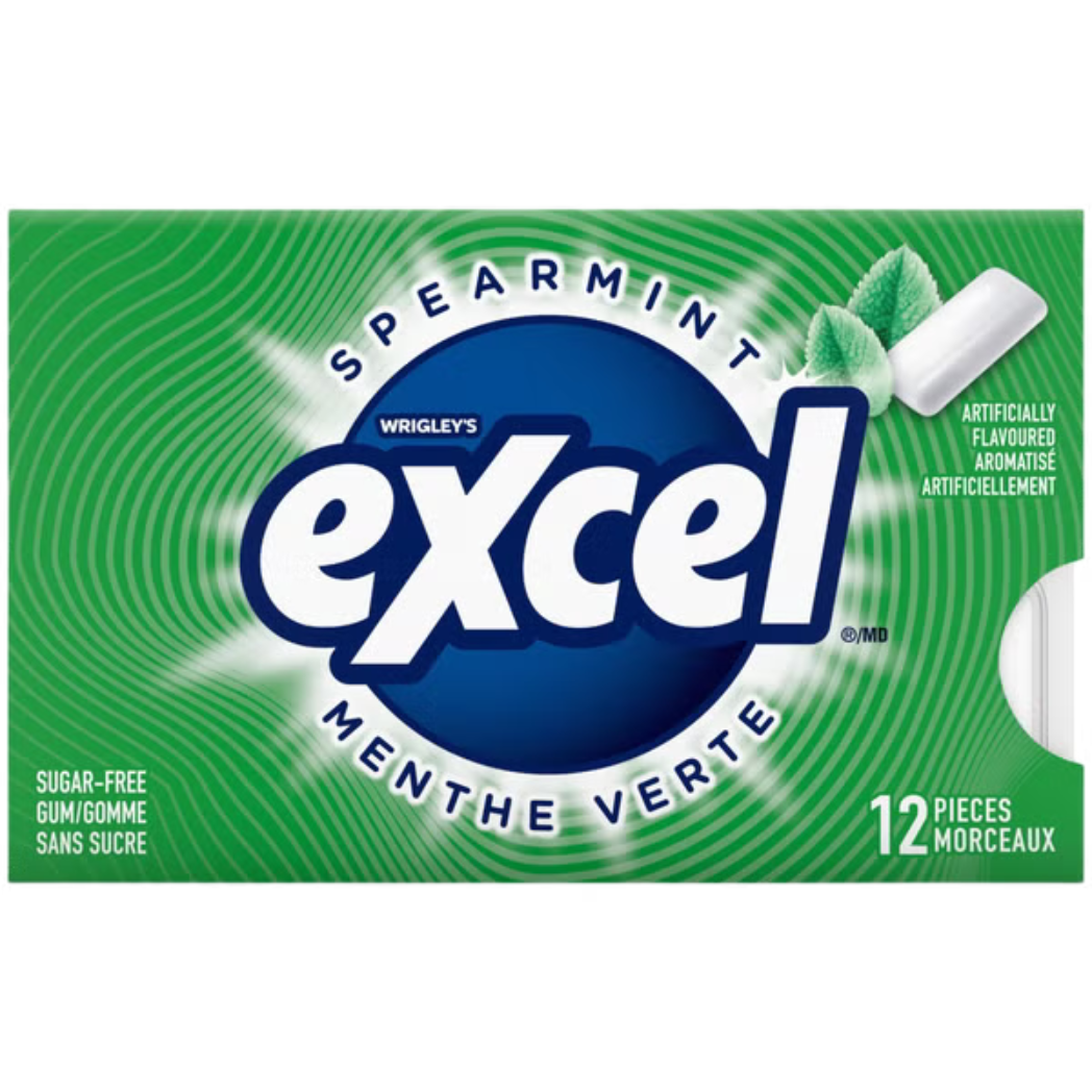 Wrigley Excel Sugar-Free Spearmint Chewing Gum – 12 Pieces