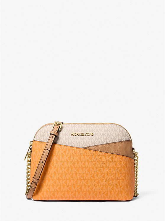 Michael Kors Jet Set Travel Medium Color-Block Signature Logo Crossbody Bag (mk travel bag orange pop multi )
