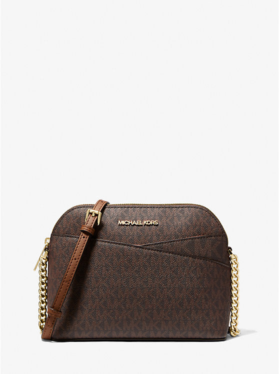 Michael Kors Jet Set Travel Medium Logo Dome Crossbody Bag (jet set travel mk dark brown )