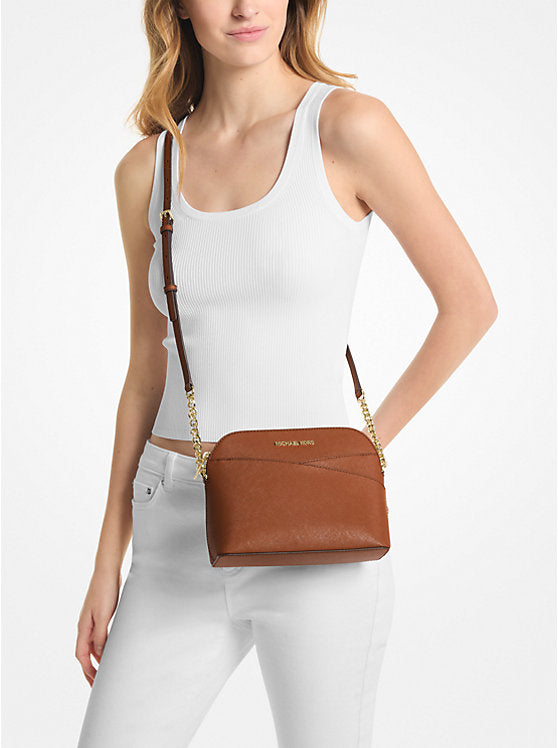 Michael Kors Jet Set Travel Medium Dome Crossbody Bag (Luggage Brown Valise MK)