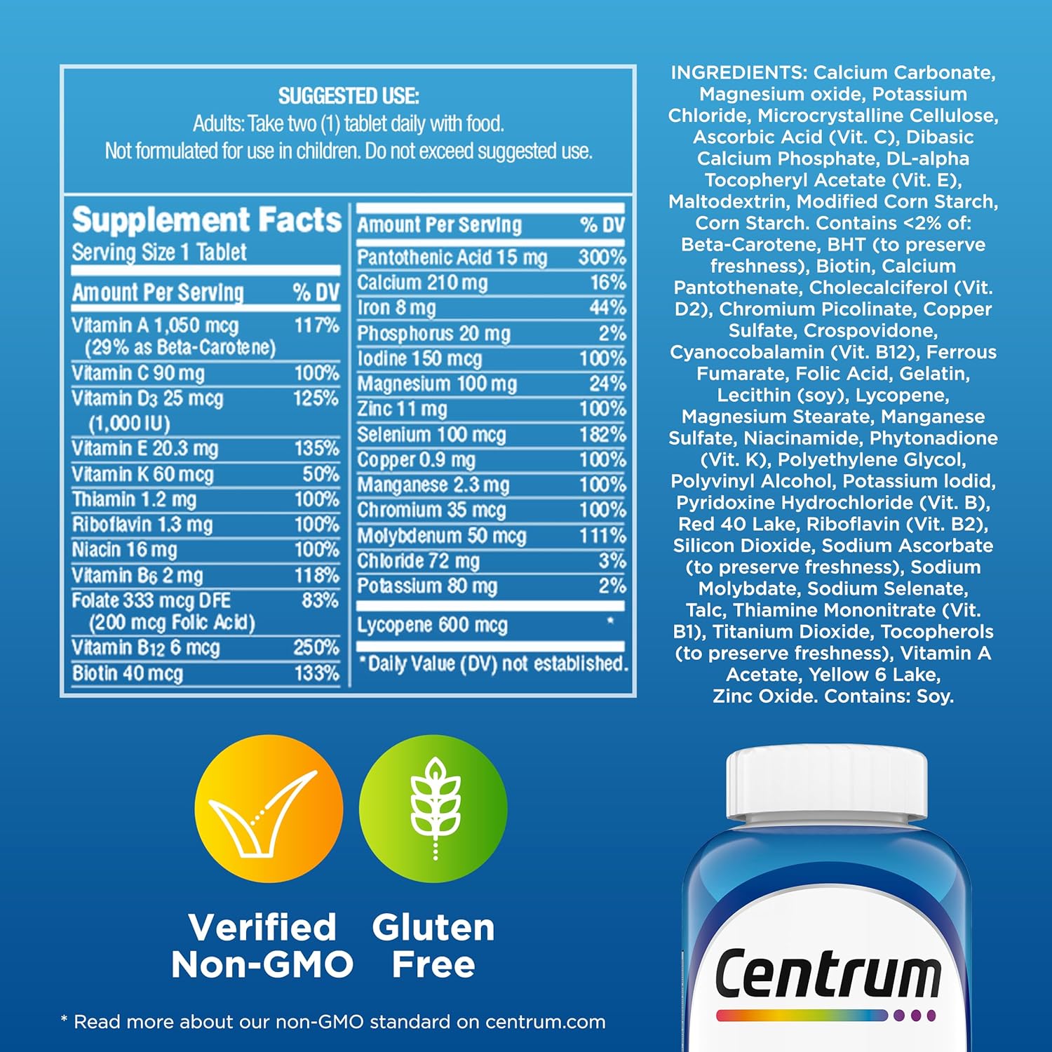 Centrum Men’s Complete Multivitamin & Mineral Supplement – 250 Tablets