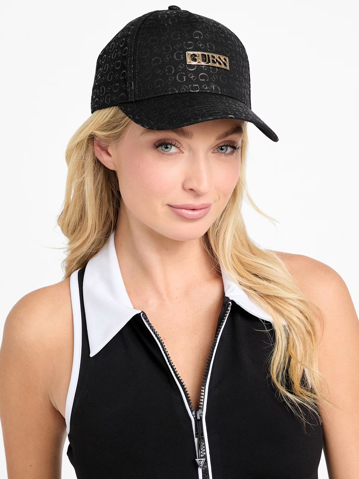 Allover Logo Baseball Hat – Black Adjustable Cap