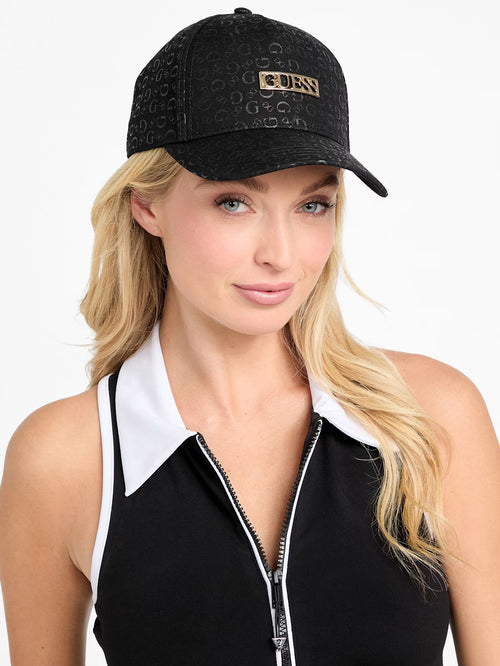 Allover Logo Baseball Hat – Black Adjustable Cap