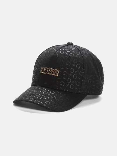 Allover Logo Baseball Hat – Black Adjustable Cap